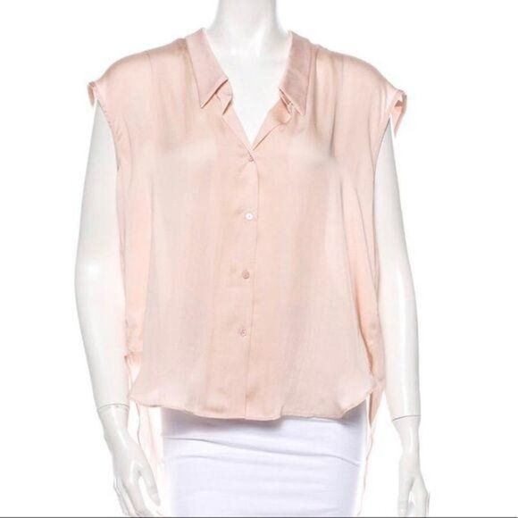 THEYSKENS’ THEORY Light Pink Hi-Low Silk Blouse - Picture 1 of 4
